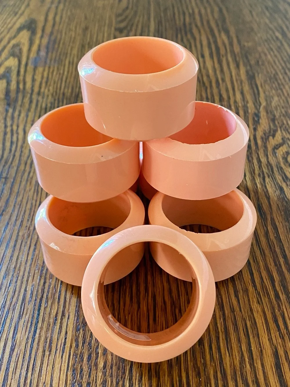 Vintage Post Modern 1980s Audrey Peach Napkin Rings, Set of Eight